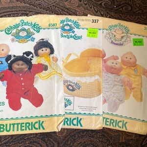 Lot of 3 Cabbage Patch Kids Sewing Patterns